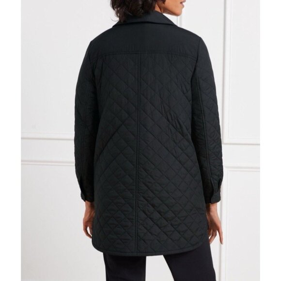 Talbot's Quilted Puffer Coat PM Petite Medium Mid Length Black W Pockets - Picture 5 of 16